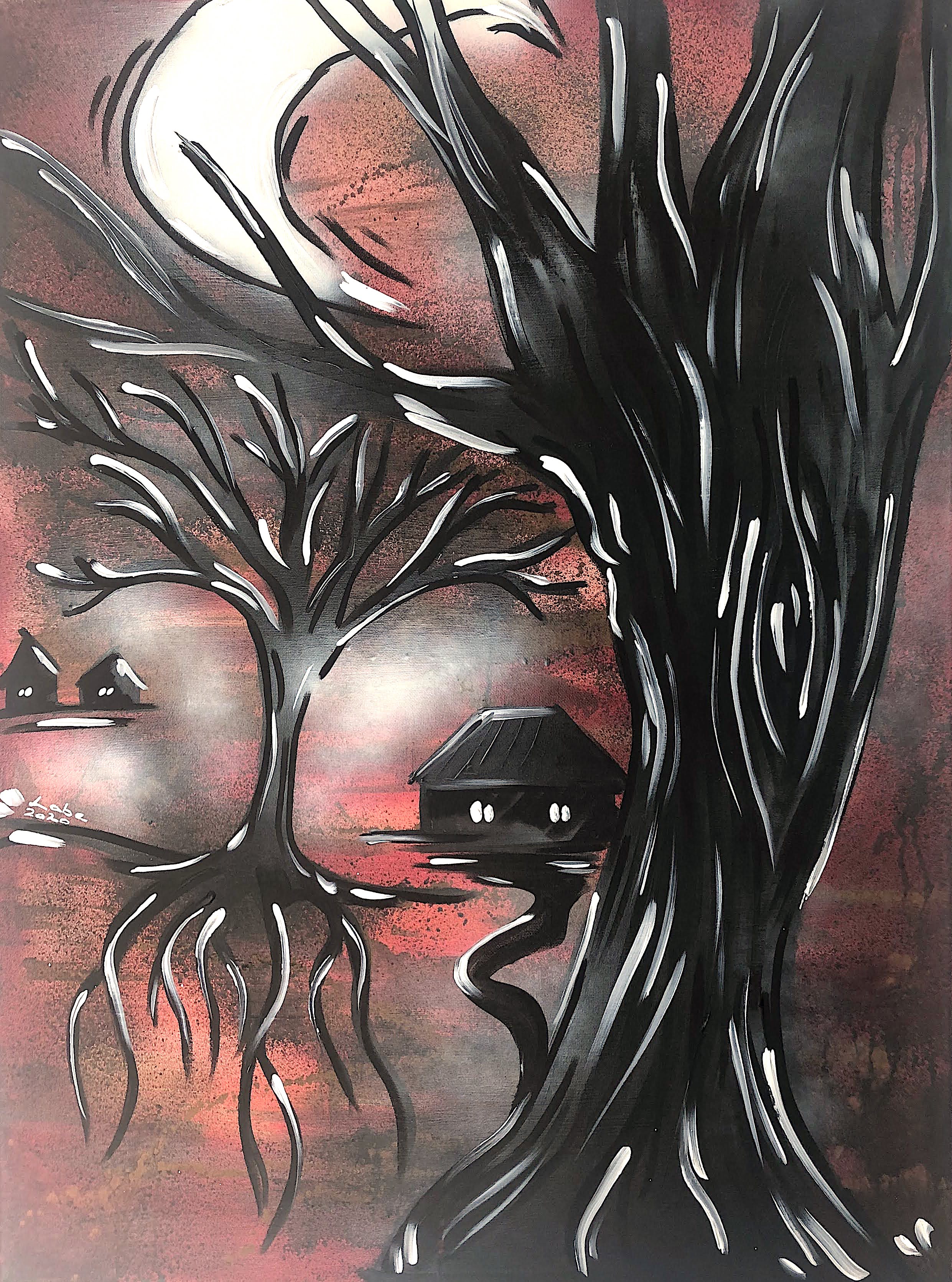 Dark red forest